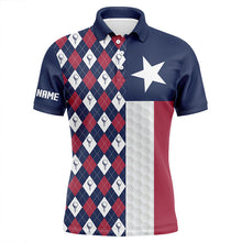 Load image into Gallery viewer, Mens golf polo shirts custom Red white blue argyle pattern Texas flag patriotic Mens golf gifts NQS7777