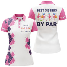 Load image into Gallery viewer, White Womens golf polo shirt best sister by par custom name funny flamingo golf shirt | Pink NQS5886