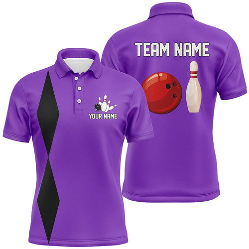 Personalized Retro Bowling Polo, Quarter Zip Shirts For Men custom vintage bowling team jersey| Purple NQS8003