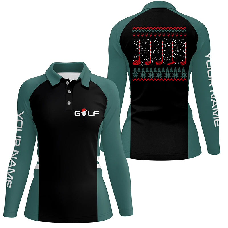 Green and black Womens golf polo shirt custom Christmas golf clubs ladies golf polos NQS6548
