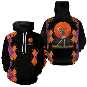 Funny Skull Halloween argyle pattern black Golf Hoodies custom Halloween golf clothes NQS8651