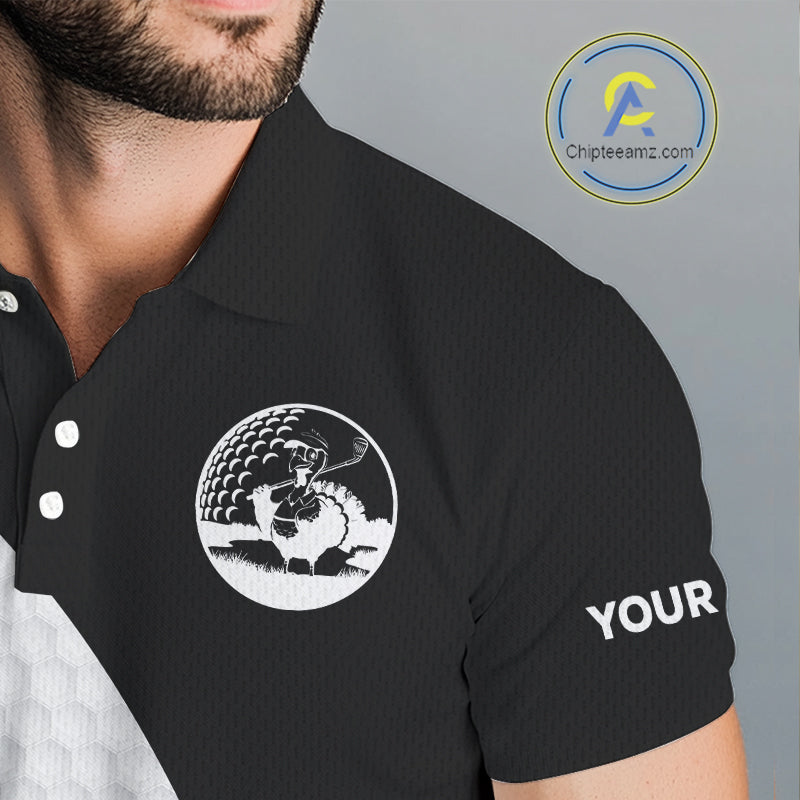 Golf Turkey Thanksgiving Mens Polo Shirt Orange Pumpkin argyle pattern Custom Golf outfit For Men NQS10839