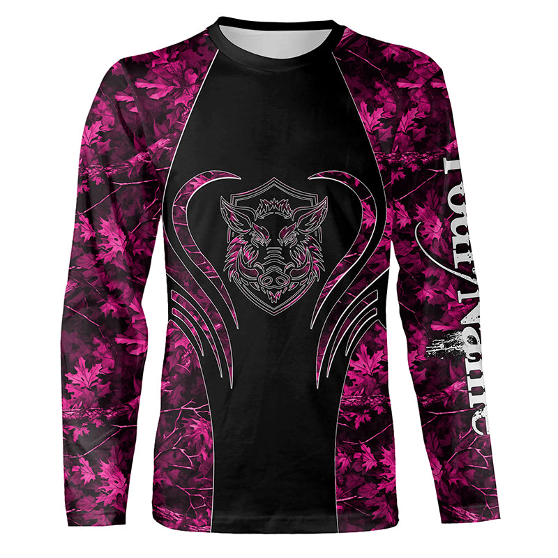 Wild boar hunting tattoo pink girl camo Custom Name 3D All Over Printed shirts, leggings NQSD71