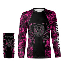 Load image into Gallery viewer, Wild boar hunting tattoo pink girl camo Custom Name 3D All Over Printed shirts, leggings NQSD71