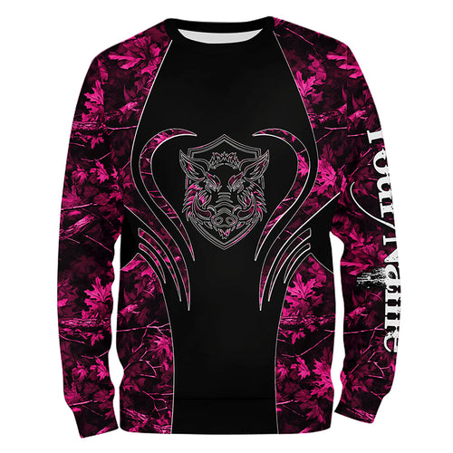 Wild boar hunting tattoo pink girl camo Custom Name 3D All Over Printed shirts, leggings NQSD71