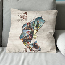 Load image into Gallery viewer, Personalized bass fishing custom name and photo Canvas, Linen Throw Pillow gift for fisherman NQS7031
