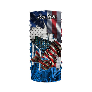 American flag patriot Walleye blue camo fishing, custom mens long sleeve sun protection fishing shirts NQS4709