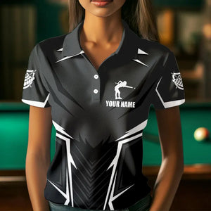 Billiard Jerseys For Women Custom Polo & Quarter-Zip Billiard Team Shirts, 8 Ball Pool Shirt |White TDM3533