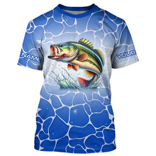 Load image into Gallery viewer, Personalized blue water camo Largemouth bass Long Sleeve Fishing Shirts, Tournament Fishing Jerseys NQS7440