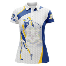 Load image into Gallery viewer, Connecticut Flag Womens golf polo shirt custom patriotic golf outfit women, unique ladies golf apparel NQS7441