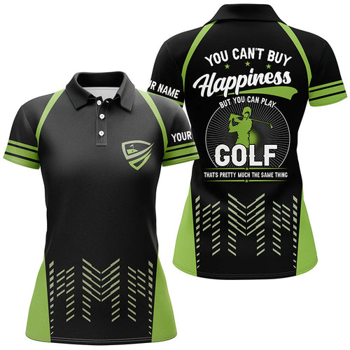 Green black womens golf polo shirts custom You can't buy happiness But you can play golf, golf outfits NQS7594