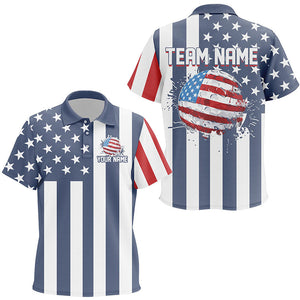 Kid golf polo shirts custom Red, white and blue American flag Kid golf tops, best golf gifts NQS7783