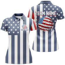 Load image into Gallery viewer, Women golf polo shirts custom Red, white and blue American flag ladies golf tops, best golf gifts NQS7783