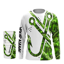 Load image into Gallery viewer, Green Camo Fish Hook Customize Name All Over Printed Shirts Fishing Shirts NQS553