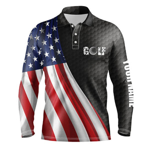 American flag black golf ball skin Mens golf polo shirts custom name patriotic golf tops for mens NQS5890