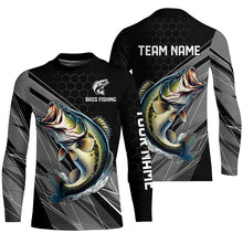 Load image into Gallery viewer, Personalized Black camo Largemouth Bass Fishing Jerseys, Bass Long Sleeve Fishing Tournament Shirts NQS8012