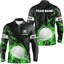 Load image into Gallery viewer, Black and Green Light Golf ball Mens golf polo shirts custom golf apparel for men NQS8014