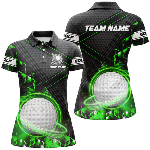 Black and Green Light Golf ball Womens golf polo shirts custom golf apparel for ladies NQS8014