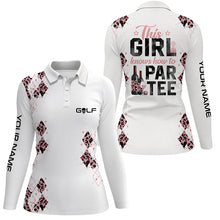 Load image into Gallery viewer, Pink leopard argyle white Womens golf polo shirts custom golf wine this girl knows how to par tee NQS6102