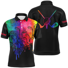 Load image into Gallery viewer, Watercolor black Mens golf polo shirts custom King of clubs golf tops for mens, golfing gifts NQS6325