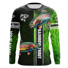 Load image into Gallery viewer, Rainbow trout fishing green shirt Custom name UV Long Sleeve Fishing Shirts, fishing gifts NQS2341