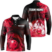 Load image into Gallery viewer, Red Flame Fire Bowling Polo, Quarter Zip Shirt For Men Custom team bowling jerseys, Gift for Bowlers NQS8659