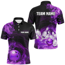 Load image into Gallery viewer, Purple Flame Fire Bowling Polo, Quarter Zip Shirt For Men Custom team bowling jersey, Gift for Bowlers NQS8662