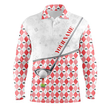 Load image into Gallery viewer, Red argyle pattern Christmas Men golf polo shirt custom golf tops for men Christmas golf gifts NQS8892