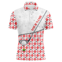 Load image into Gallery viewer, Red argyle pattern Christmas Men golf polo shirt custom golf tops for men Christmas golf gifts NQS8892