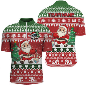 Funny ugly Christmas Santa Bowling Shirts For Men Custom Team Name Bowling Jerseys Xmas Outfit NQS8893