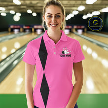 Load image into Gallery viewer, Personalized Retro Bowling Polo, Quarter Zip Shirt For Women custom vintage bowling team jersey| Pink NQS11012