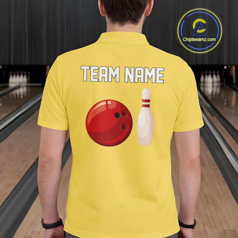 Personalized Retro Bowling Polo, 1/4 Zip Shirts For Men custom vintage bowling team jersey | Yellow NQS11013