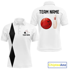 Load image into Gallery viewer, Personalized Retro Bowling Polo, 1/4 Zip Shirts For Men custom vintage bowling team jersey | White NQS11014