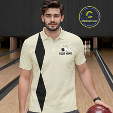 Load image into Gallery viewer, Personalized Retro Bowling Polo, 1/4 Zip Shirts For Men custom vintage bowling team jersey | Beige NQS11015