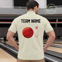Load image into Gallery viewer, Personalized Retro Bowling Polo, 1/4 Zip Shirts For Men custom vintage bowling team jersey | Beige NQS11015
