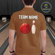 Load image into Gallery viewer, Personalized Retro Bowling Polo, 1/4 Zip Shirts For Men custom vintage bowling team jersey | Brown NQS11016