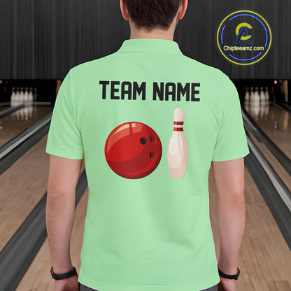 Personalized Retro Bowling Polo, 1/4 Zip Shirt For Men custom vintage bowling team jersey| Mint Green NQS11018