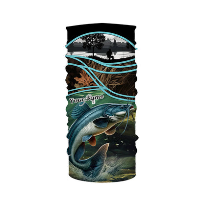 Giant catfish fishing team camo custom name UV protection fishing shirts NQSD85