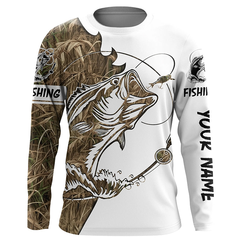 Largemouth Bass fishing tattoo camo fishing team bass shirts for men custom Performance shirt NQSD87