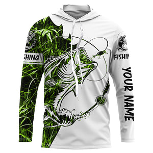 Green camo Largemouth Bass fishing Long Sleeve Custom fishing shirts for men, women, Kid NQSD89