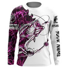 Load image into Gallery viewer, Pink camo Largemouth Bass fishing shirts for girl Long Sleeve personalized fishing shirt NQSD90