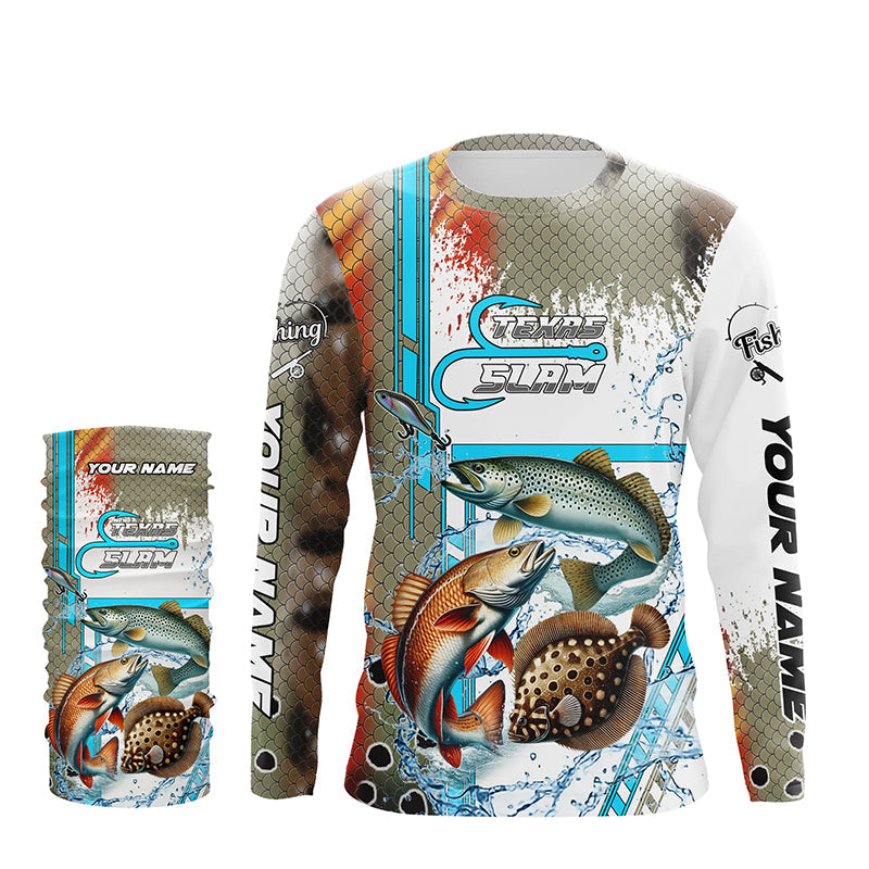 Redfish, Trout, Flounder fishing scales custom fishing team jerseys, Texas Slam fishing apparel NQS9144