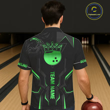 Load image into Gallery viewer, Black and Green Bowling Hawaiian Shirts Custom Bowling Crown Team Jerseys Outfits NQS11222