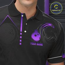 Load image into Gallery viewer, Black and Purple Bowling Polo, Quarter Zip Shirts For Men Custom Bowling Crown Team Jerseys Outfits NQS11223