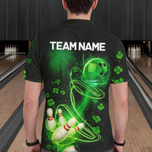 Load image into Gallery viewer, Green shamrock lightning thunder St Patrick's Day bowling shirts for men custom team bowling jerseys NQS11414