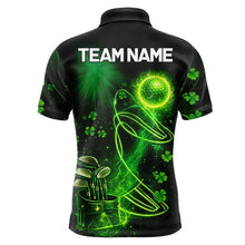Load image into Gallery viewer, Green shamrock lightning thunder St Patrick's Day custom matching golf polo shirts for couples NQS11415