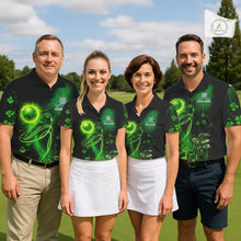 Load image into Gallery viewer, Green shamrock lightning thunder St Patrick's Day Women Golf Polo Shirts custom ladies golf outfits NQS11415