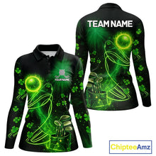Load image into Gallery viewer, Green shamrock lightning thunder St Patrick's Day Women Golf Polo Shirts custom ladies golf outfits NQS11415