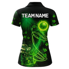 Load image into Gallery viewer, Green shamrock lightning thunder St Patrick's Day Women Golf Polo Shirts custom ladies golf outfits NQS11415