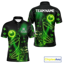 Load image into Gallery viewer, Green shamrock lightning thunder St Patrick's Day Mens Golf Polo Shirts custom mens golf outfits NQS11415